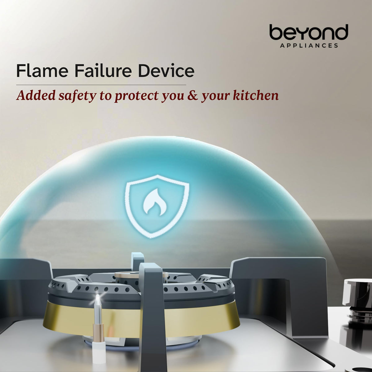 Beyond Appliances Altair 4 Burner Smart Glass Hobtop Gas Stove | Auto Ignition | Digital Timer | Flame Failure Device | Jumbo Burner | Toughened Glass | LPG & PNG Compatible