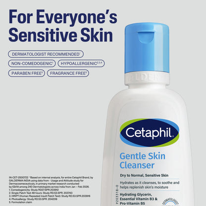 Cetaphil Gentle Skin Hydrating Face Wash 118ml, Paraben Free, Sulphate-Free Gentle Skin Hydrating Cleanser with Niacinamide, Vitamin B5 for Dry to Normal, Sensitive Skin