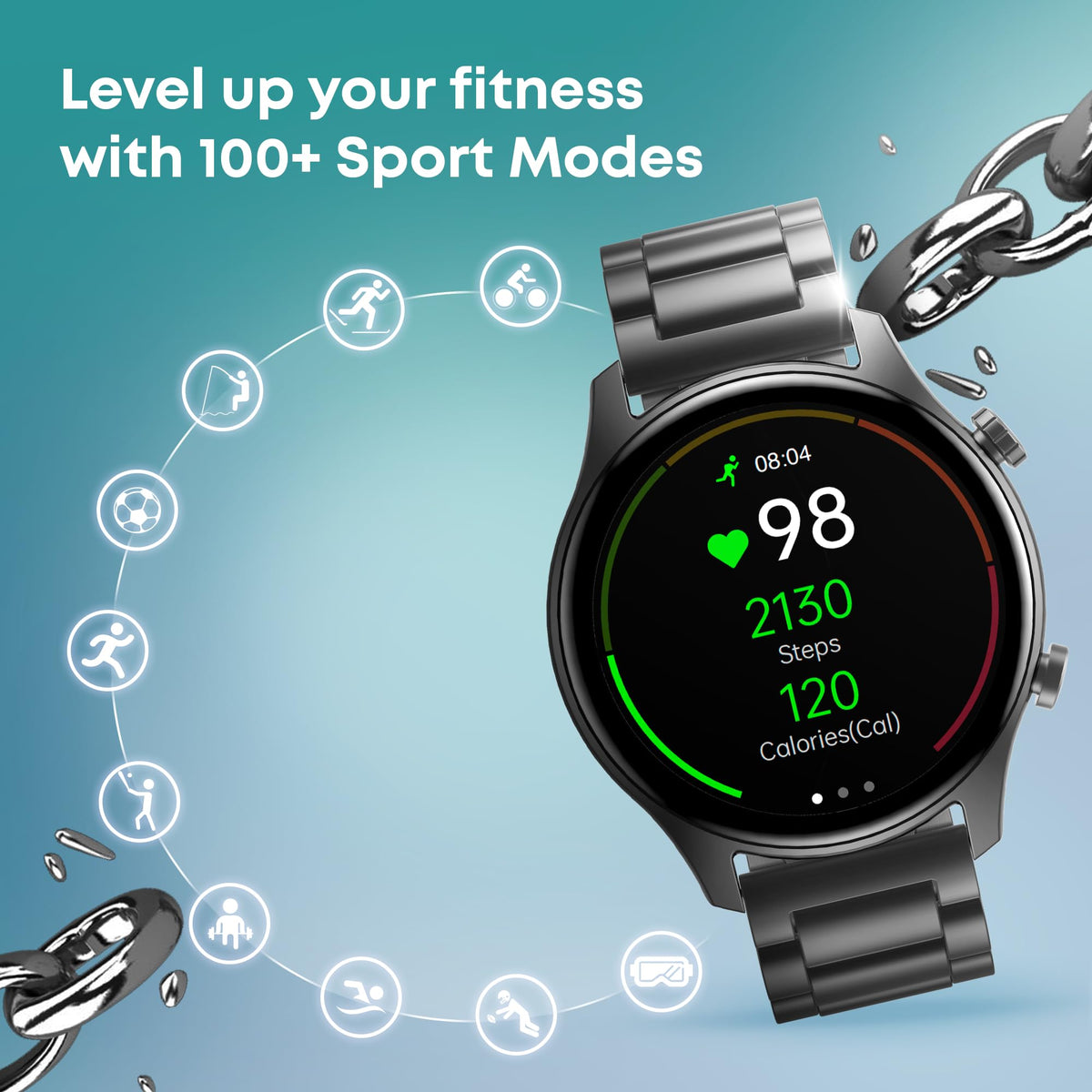 Fastrack Astor FR2 Pro 1.43" AMOLED Stainless Steel Smart Watch with SpO2, Heart Rate, BT Calling, Adaptive AOD, Functional Crown, AI Voice Assistant – Smartwatch for Stylish Professionals (Silver)