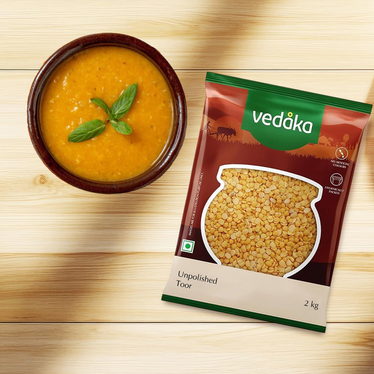 Amazon Brand - Vedaka Unpolished Toor Dal (Arhar Dal) | 2 Kg | Naturally Rich Source Of Protein | Naturally Cholesterol-Free | No artificial Colours and No Added Preservatives
