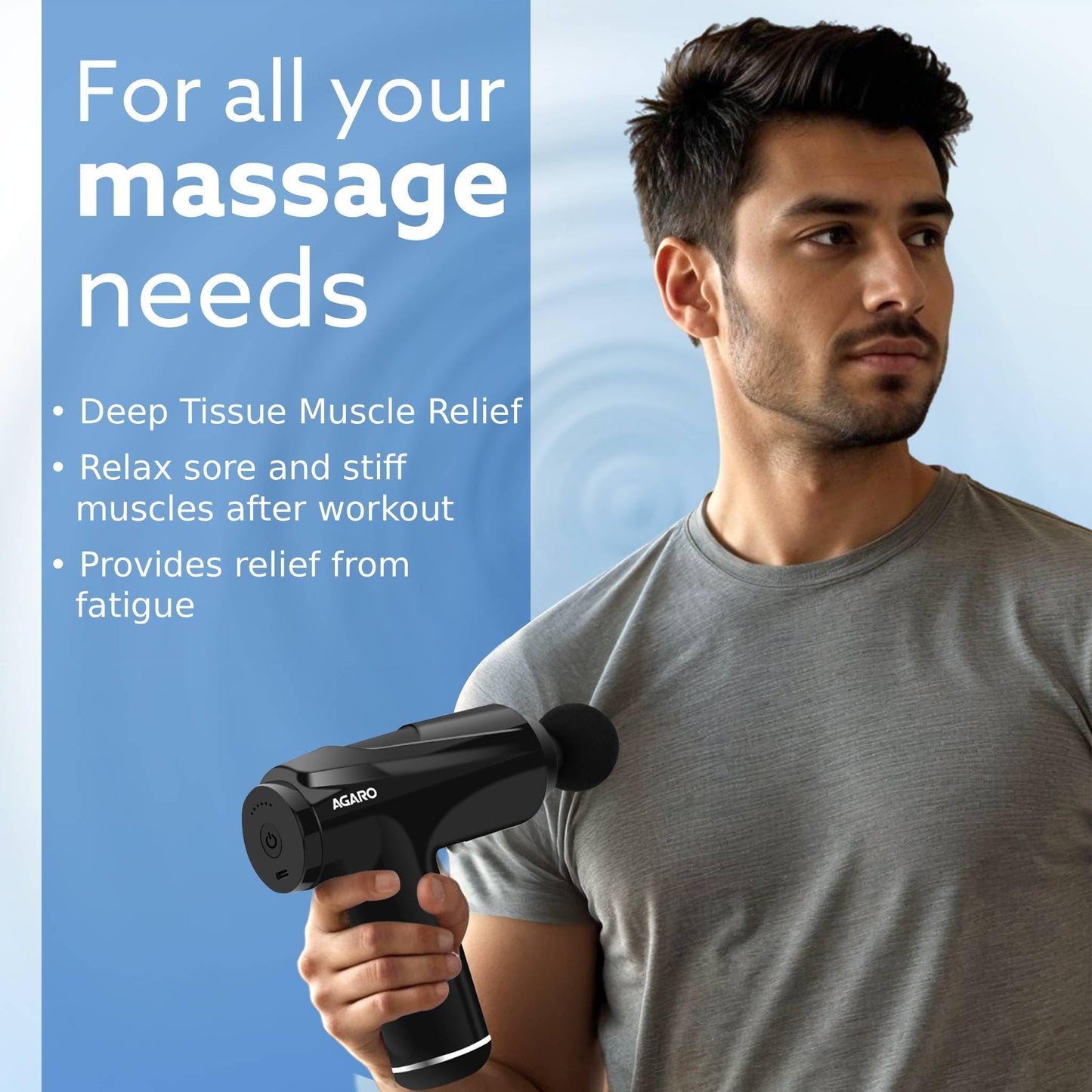 AGARO Galaxy Massager Machine, Handheld Deep Tissue Massage Gun, 4 Heads, 6 Speed, Rechargeable Percussion Massager for Muscle Relief & Relaxation, for Neck, Shoulder, Back, Foot & Full Body, Black