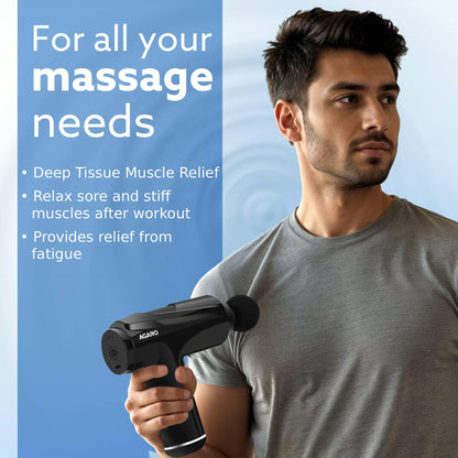 AGARO Galaxy Massager Machine, Handheld Deep Tissue Massage Gun, 4 Heads, 6 Speed, Rechargeable Percussion Massager for Muscle Relief & Relaxation, for Neck, Shoulder, Back, Foot & Full Body, Black