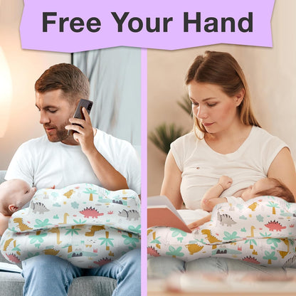 Proliva Feeding Pillow for New Born Baby with Detachable Cover Breast Feeding & Maternity Nursing Pillow for Breastfeeding Support for Baby Feeding Pillow for Mom (Off White-Camel-B2)