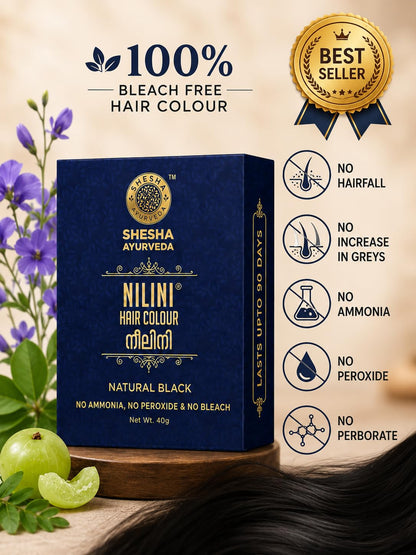SHESHA AYURVEDA Nilini Hair Colour - Ayurvedic, No Ammonia, No Peroxide, No Perborates, No Bleach,Natural Black Colour (40g)