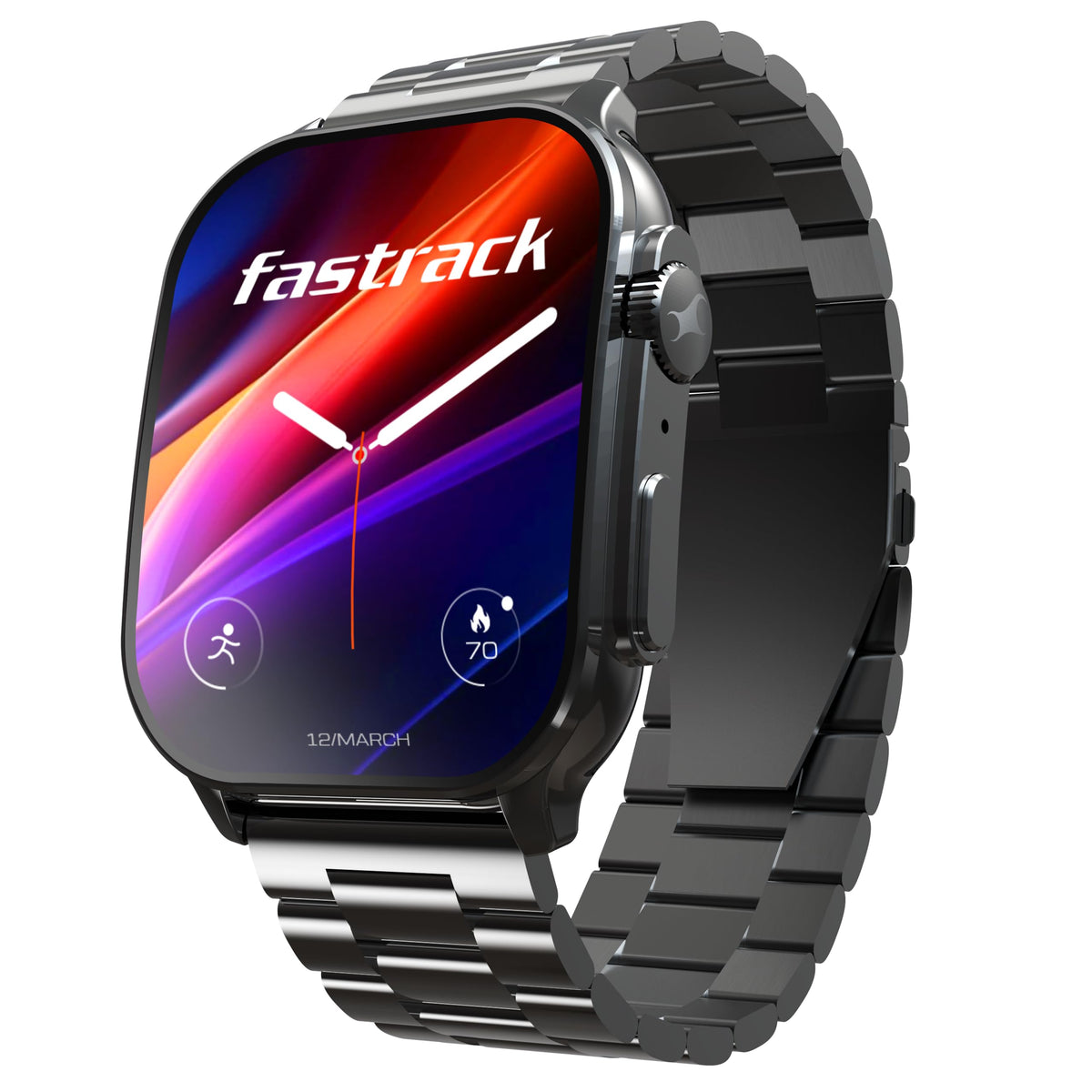 Fastrack Astor FR2 Pro 1.43" AMOLED Stainless Steel Smart Watch with SpO2, Heart Rate, BT Calling, Adaptive AOD, Functional Crown, AI Voice Assistant – Smartwatch for Stylish Professionals (Silver)