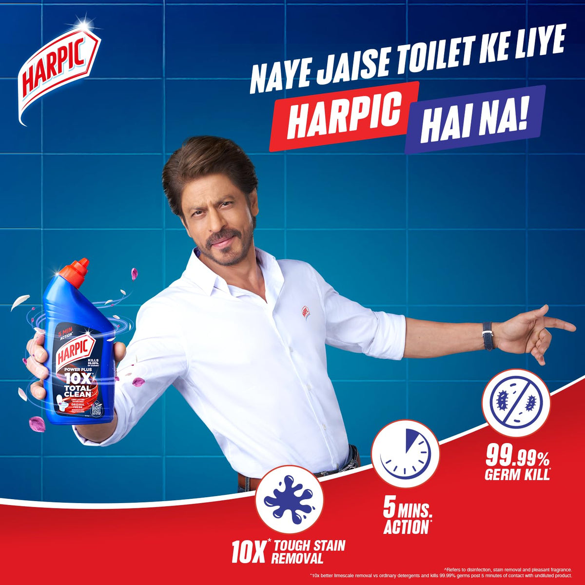 Harpic Disinfectant Toilet Cleaner Liquid, Original - 1 L (Pack of 2) | Kills 99.9% Germs