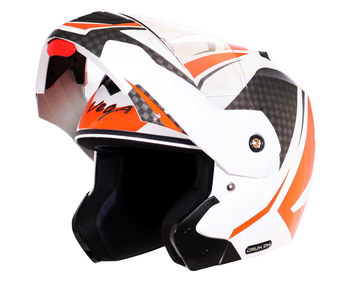 Vega Crux ISI Certified Flip-Up Helmet for Men and Women with Clear Visor(Black, Size:L)