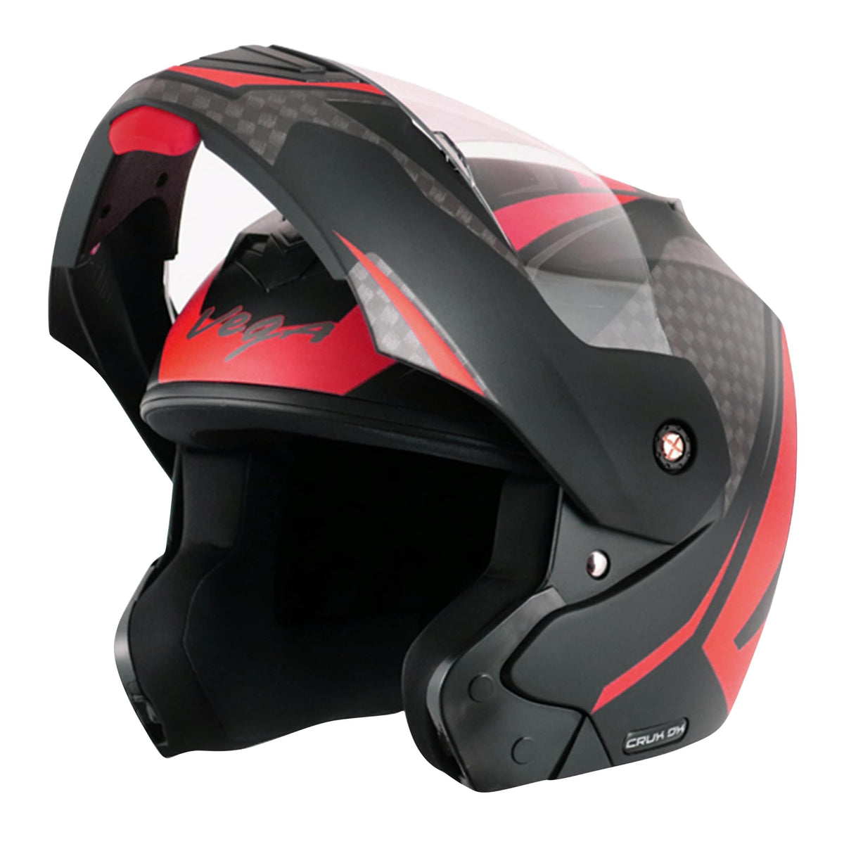 Vega Crux ISI Certified Flip-Up Helmet for Men and Women with Clear Visor(Black, Size:L)
