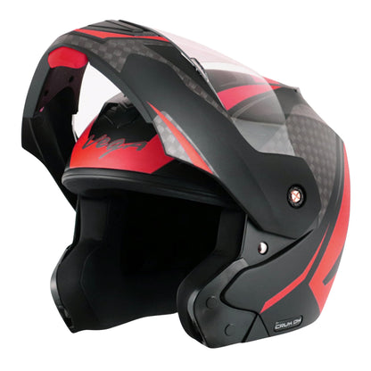 Vega Crux ISI Certified Flip-Up Helmet for Men and Women with Clear Visor(Black, Size:L)