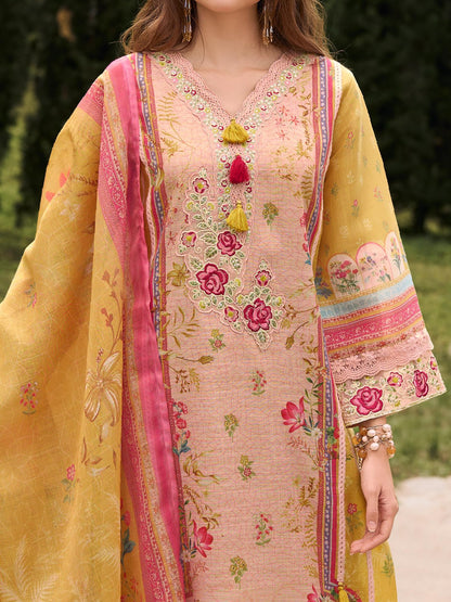 INDO ERA Women's Straight Linen Floral Printed Kurta & Pant with Dupatta Set | Kurta Sets For Woman