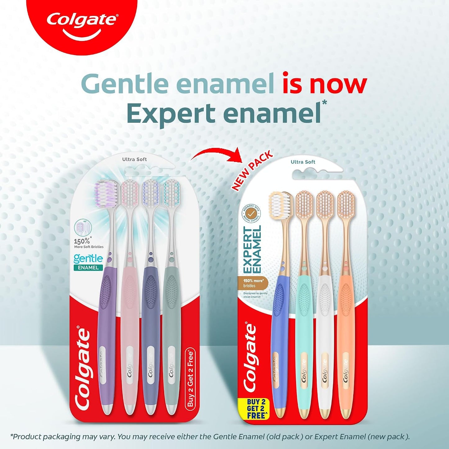 Colgate Gentle Enamel Ultra Soft Bristles Manual Toothbrush for adults, 4 Pcs (Buy2 Get 2), Soft Bristles for Enamel Care,Multicolor