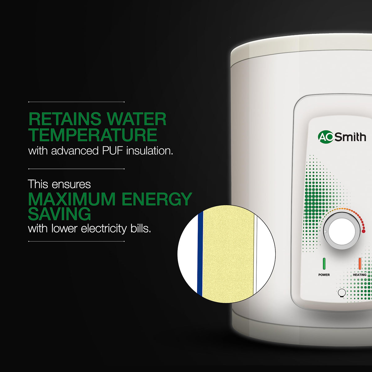 AO Smith Geyser 25 Litre 5 Star Rating (BEE) | Powerful 2KW Heating | Storage Water Heater With 2X Corrosion Resistant Blue Diamond Glass Tank | Warranty: 5 Yr Tank, 2 Yr Comprehensive | HSE-SHS-025