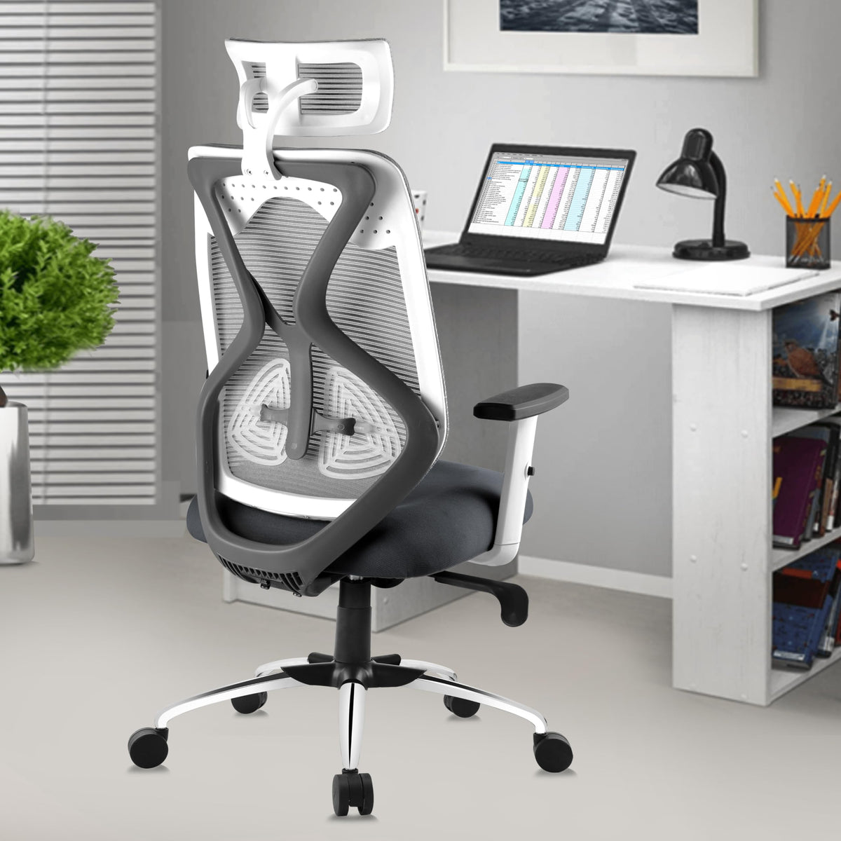 ASTRIDE Ergofit Ergonomic Office Chair for Home | 3-Years Warranty | 2D Headrest, Adjustable Arms & Lumbar Support | Tilt Lock Mechanism [Heavy Duty Nylon Base, Red-Black]