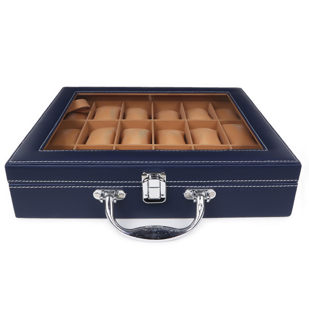 LEDO Men's and Women's Watch Box Holder Organizer Case In 12 Slots of watches In PU Leather with Black & Gray