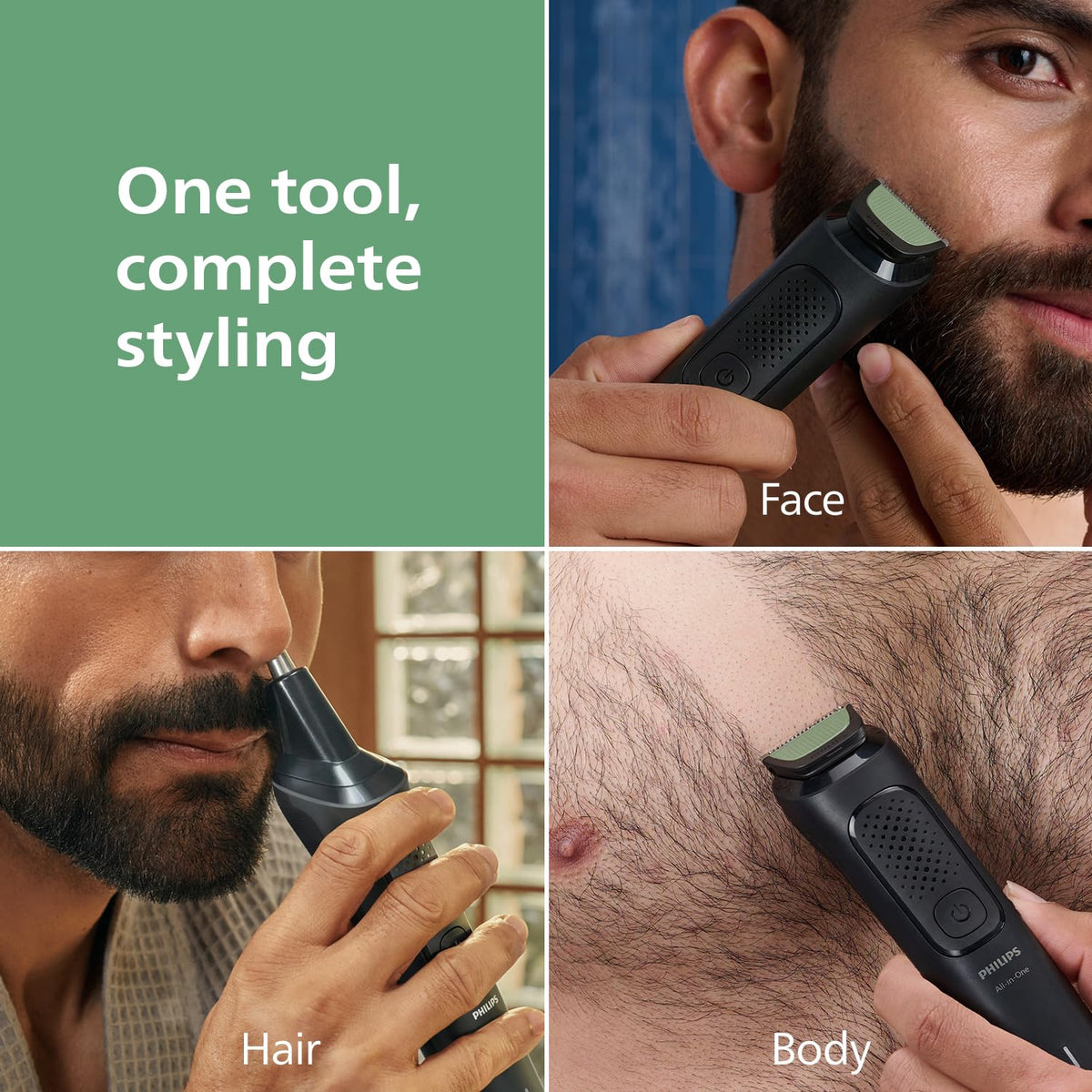 Philips India's No.1 Men's Trimmer* | One stroke beard trimming | All-in-One Grooming Kit- Face, Hair, Body | Ear/Nose attachment | Safe for Sensitive Skin | 60 mins runtime | 5yr warranty* | MG3927