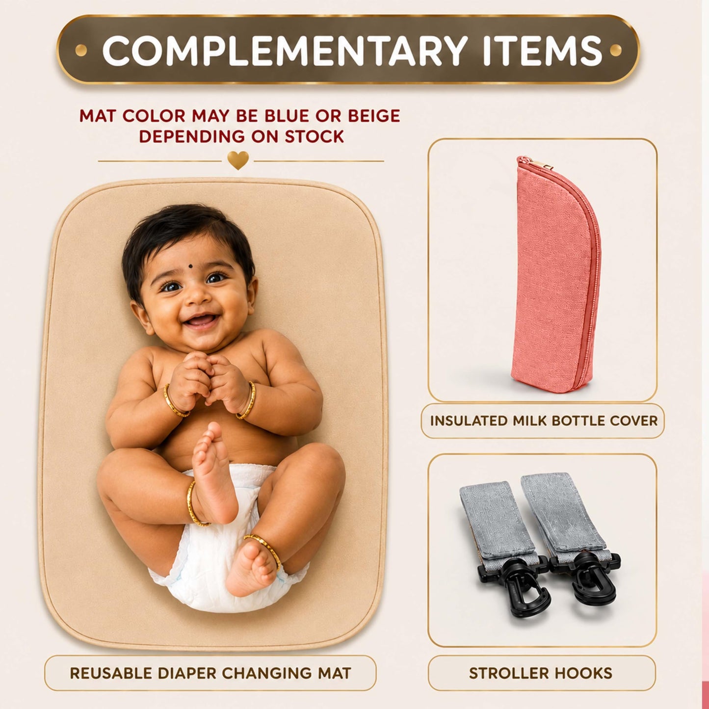 Motherly Patented Diaper Bag For Mothers For Travel, Crown Series, Pink | Backpack for Mothers | Waterproof Baby Travel & Maternity Bag | Multiple Compartments, Insulated Bottle Pockets, Warranty