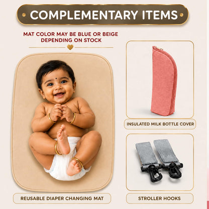 Motherly Patented Diaper Bag For Mothers For Travel, Crown Series, Pink | Backpack for Mothers | Waterproof Baby Travel & Maternity Bag | Multiple Compartments, Insulated Bottle Pockets, Warranty