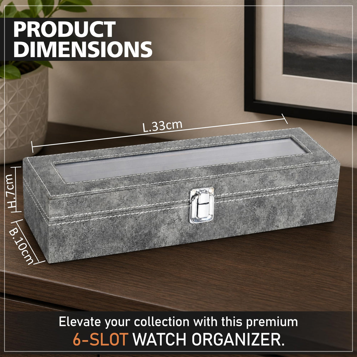 LEDO Men's and Women's Watch Box Holder Organizer Case In 12 Slots of watches In PU Leather with Black & Gray
