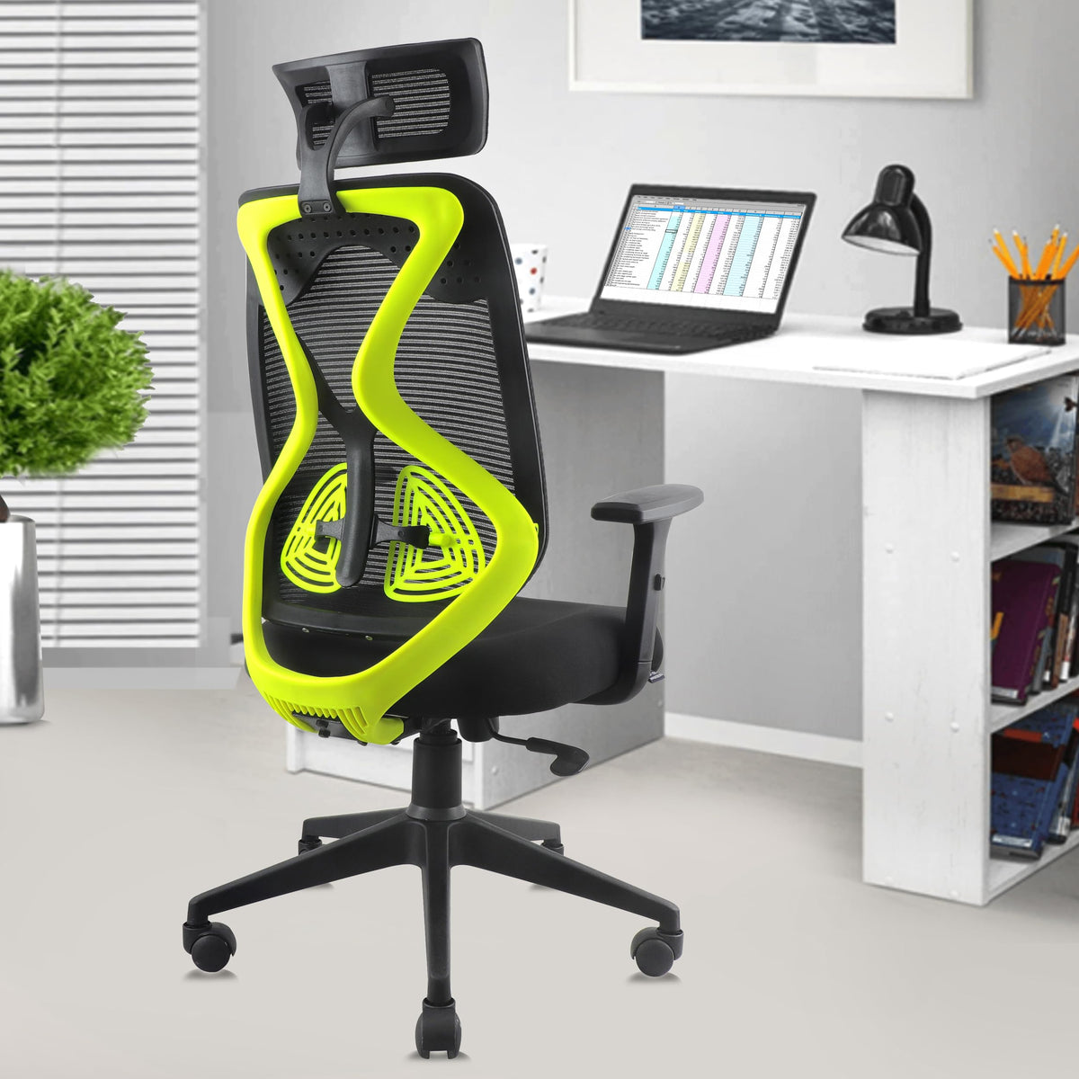 ASTRIDE Ergofit Ergonomic Office Chair for Home | 3-Years Warranty | 2D Headrest, Adjustable Arms & Lumbar Support | Tilt Lock Mechanism [Heavy Duty Nylon Base, Red-Black]