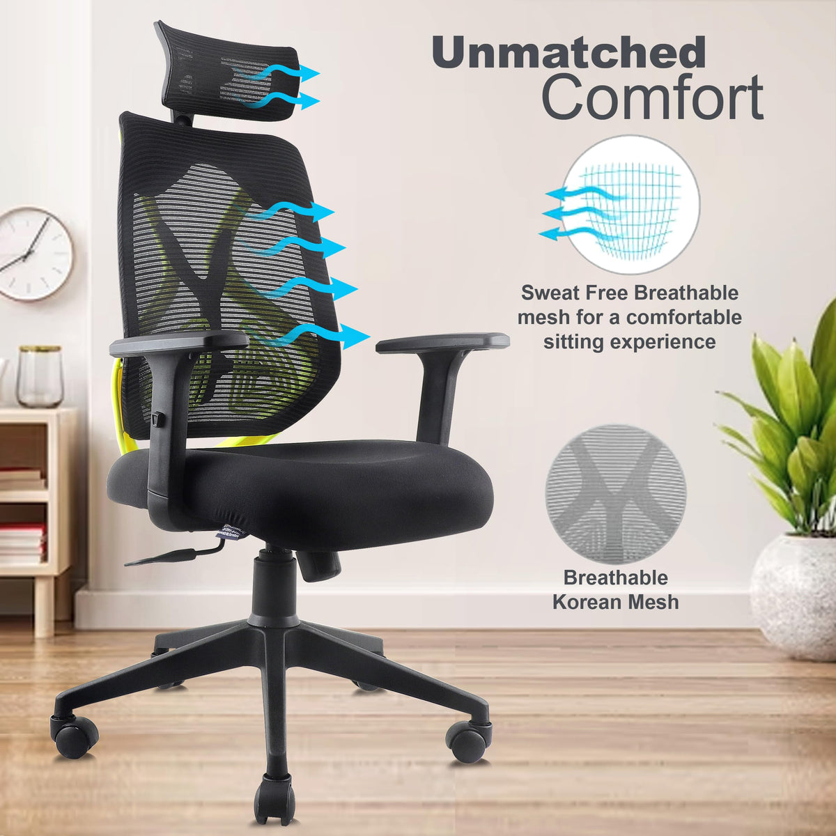 ASTRIDE Ergofit Ergonomic Office Chair for Home | 3-Years Warranty | 2D Headrest, Adjustable Arms & Lumbar Support | Tilt Lock Mechanism [Heavy Duty Nylon Base, Red-Black]