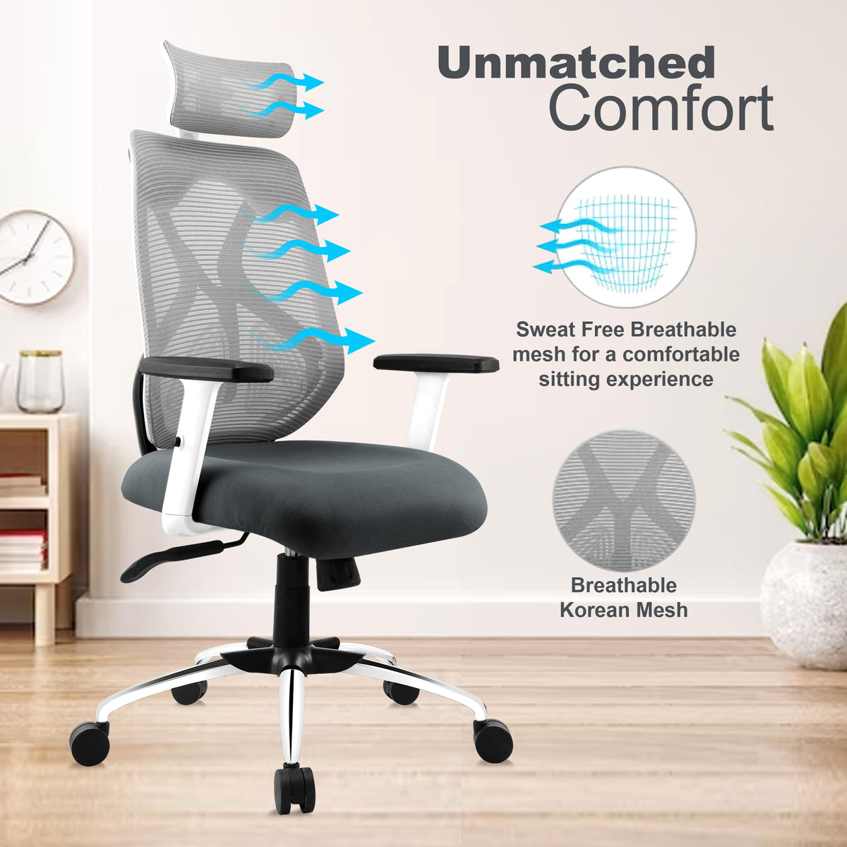 ASTRIDE Ergofit Ergonomic Office Chair for Home | 3-Years Warranty | 2D Headrest, Adjustable Arms & Lumbar Support | Tilt Lock Mechanism [Heavy Duty Nylon Base, Red-Black]