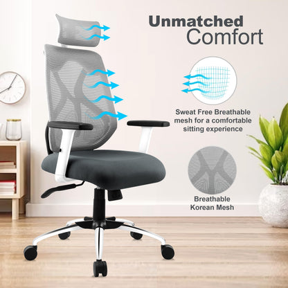 ASTRIDE Ergofit Ergonomic Office Chair for Home | 3-Years Warranty | 2D Headrest, Adjustable Arms & Lumbar Support | Tilt Lock Mechanism [Heavy Duty Nylon Base, Red-Black]
