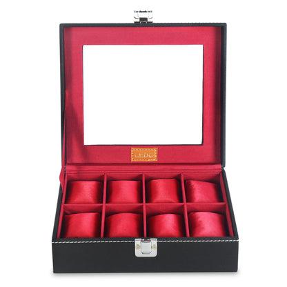 LEDO Men's and Women's Watch Box Holder Organizer Case In 12 Slots of watches In PU Leather with Black & Gray