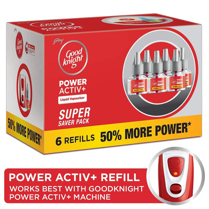 Good Knight Power Activ+ Liquid Vaporiser Pack Of 6 (45ml Each) | 2x Faster Than Before | Mosquito Repellent Refill | India s Most Powerful Liquid Vaporizer
