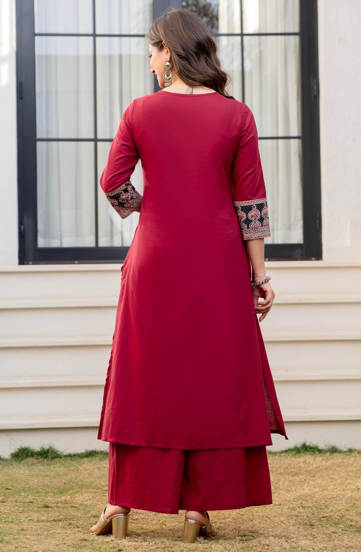Amayra Women's Pure Cotton A-Line Kurta Set with Palazzo Pants & Dupatta|Ethnic wear|Kurti Suit Set for Women