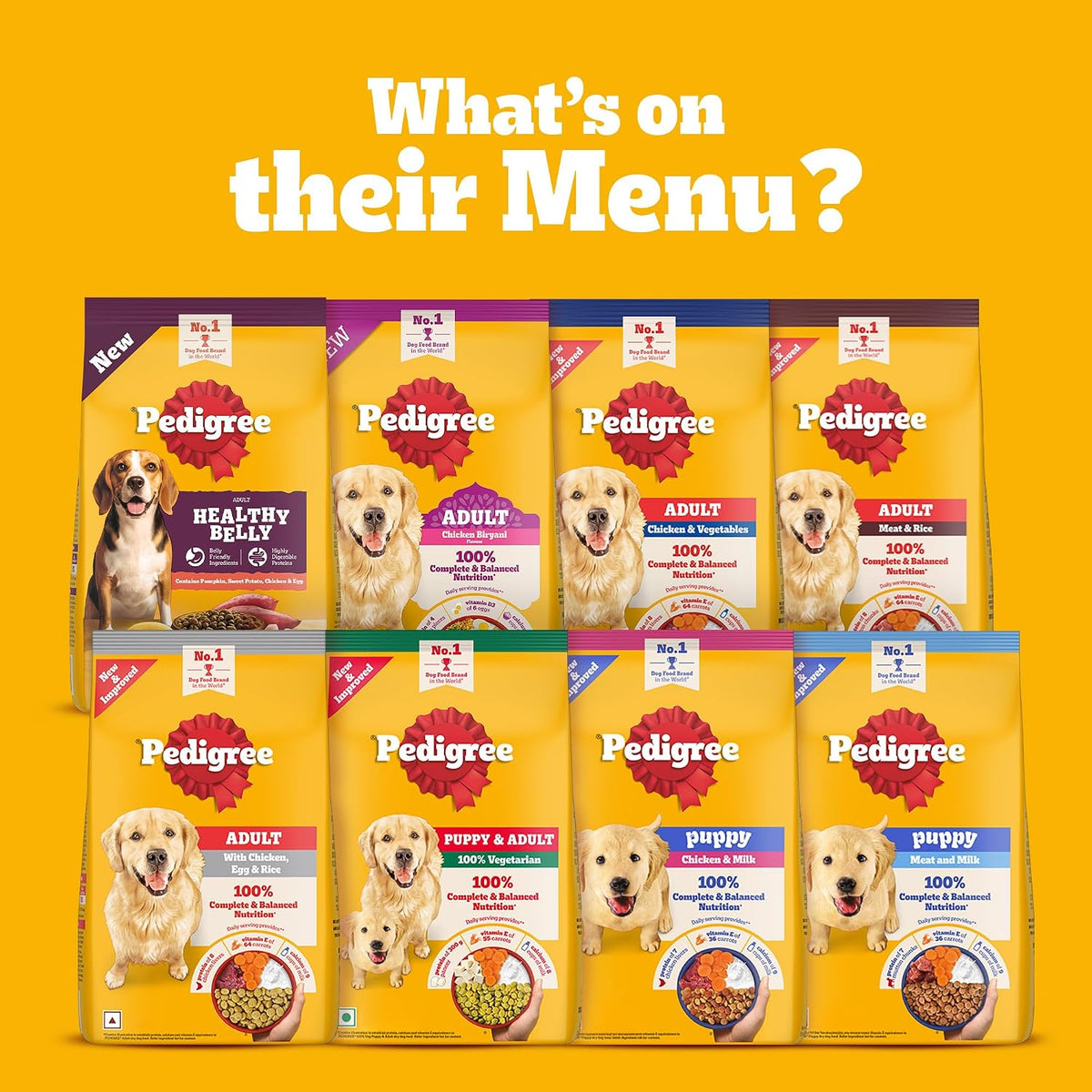 Pedigree Adult Dry Dog Food, New Healthy Belly, 3 kg, Belly Friendly Ingredients, Highly Digestible Proteins, Contains Pumpkin, Sweet Potato, Chicken & Egg, with Prebiotics