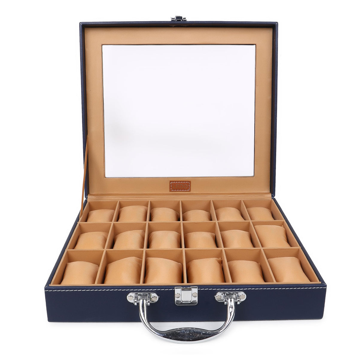 LEDO Men's and Women's Watch Box Holder Organizer Case In 12 Slots of watches In PU Leather with Black & Gray