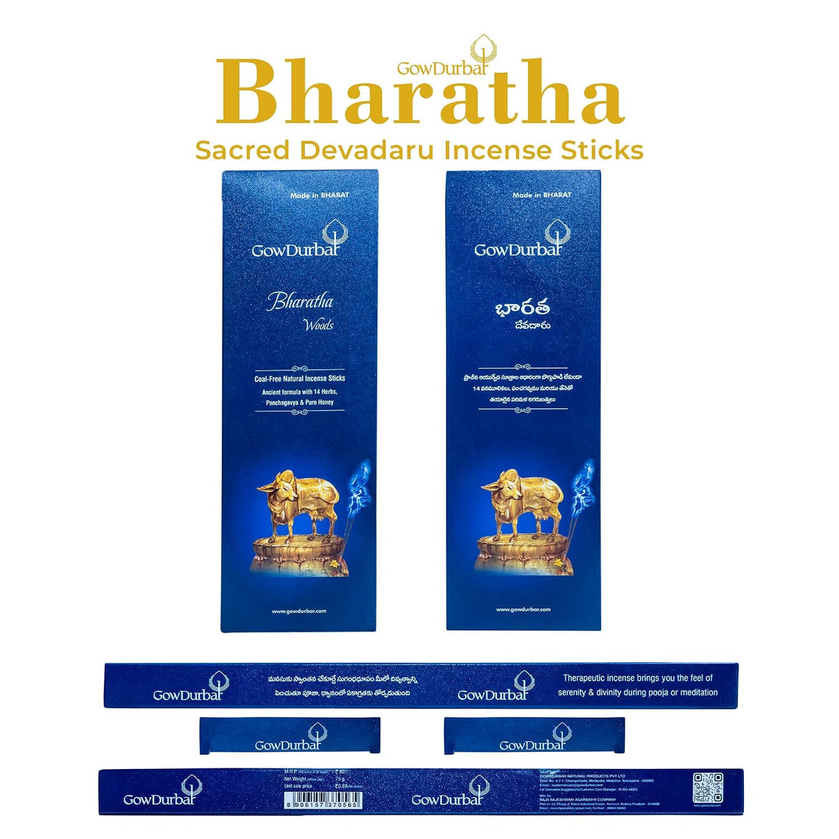 GOW DURBAR Coal-Free Natural Incense Sticks Agarbatti Combo Pack of 4 (Ramayana,Bharatha,Kasturi,Bhagavatha Mallika)