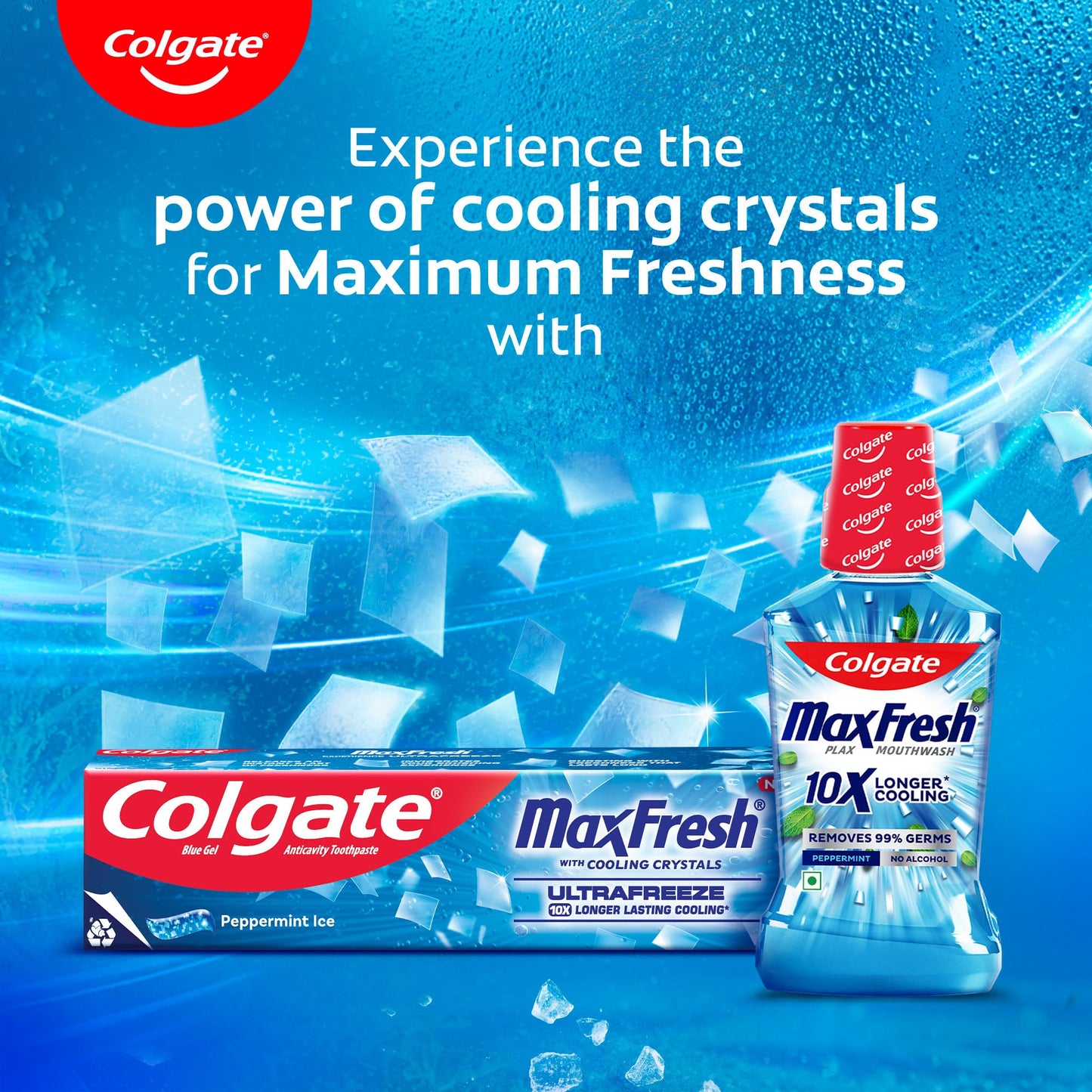 Colgate MaxFresh Breath Freshner Oral Care Toothpaste, 300g Saver Pack (150g x 2), Peppermint Ice, Blue Gel Paste with Menthol & Cooling crystals for bad breath control