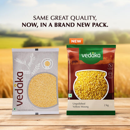 Amazon Brand - Vedaka Unpolished Yellow Moong Dal | 2 Kg | Naturally Rich In Protein & Fiber | No Artificial Flavours & No Preservatives.