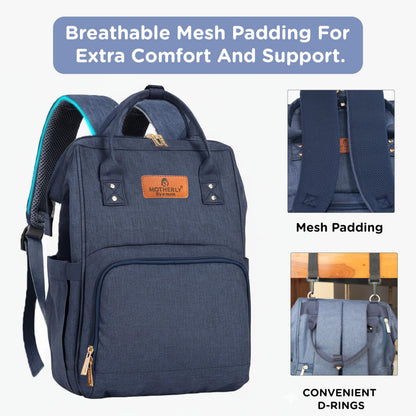 Motherly Patented Diaper Bag For Mothers For Travel, Crown Series, Pink | Backpack for Mothers | Waterproof Baby Travel & Maternity Bag | Multiple Compartments, Insulated Bottle Pockets, Warranty