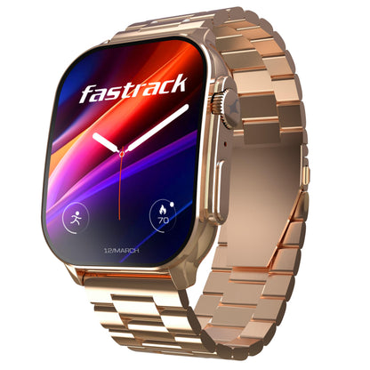 Fastrack Astor FR2 Pro 1.43" AMOLED Stainless Steel Smart Watch with SpO2, Heart Rate, BT Calling, Adaptive AOD, Functional Crown, AI Voice Assistant – Smartwatch for Stylish Professionals (Silver)