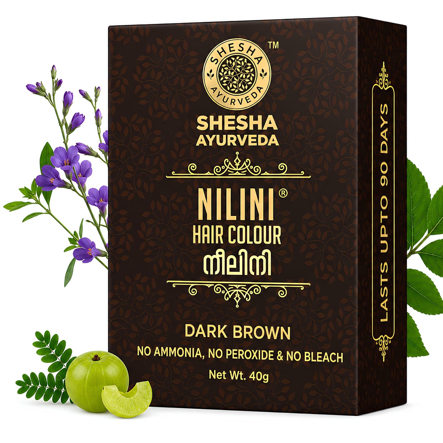 SHESHA AYURVEDA Nilini Hair Colour - Ayurvedic, No Ammonia, No Peroxide, No Perborates, No Bleach,Natural Black Colour (40g)