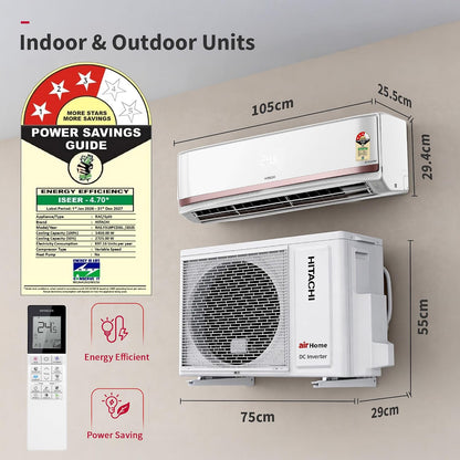 Hitachi 1.5 Ton 3 Star, New Star rated, Heavy Duty Smart Inverter Split AC (Copper, Wi-Fi, Long air throw, Smart View Display, ice Clean, Hybrid Convertible, Anti-Bacterial Mesh Filter,RAS.Y319PCDISL, White)