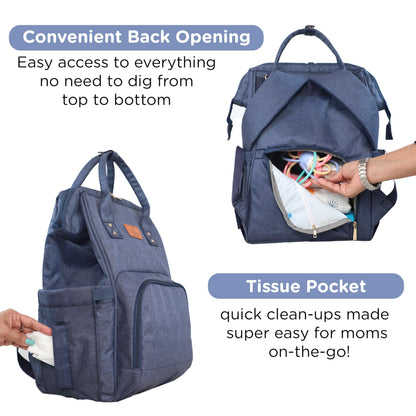 Motherly Patented Diaper Bag For Mothers For Travel, Crown Series, Pink | Backpack for Mothers | Waterproof Baby Travel & Maternity Bag | Multiple Compartments, Insulated Bottle Pockets, Warranty