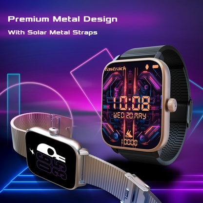 Fastrack Astor FR2 Pro 1.43" AMOLED Stainless Steel Smart Watch with SpO2, Heart Rate, BT Calling, Adaptive AOD, Functional Crown, AI Voice Assistant – Smartwatch for Stylish Professionals (Silver)