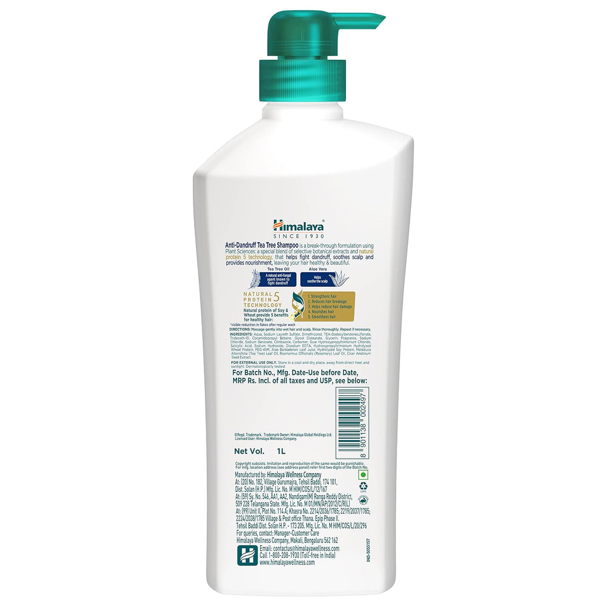 Himalaya Anti Dandruff Shampoo With Tea Tree Removes Dandruff & Soothes Sclap, 1000 ml