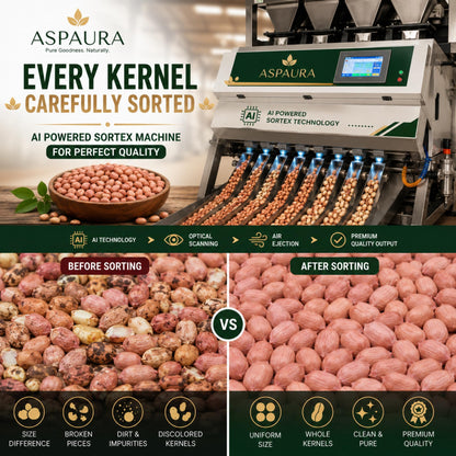 ASPAURA Premium Raw Peanuts 1 KG (Groundnut Kernels) | Whole, Sortex Sorted & Hygienically Packed | Rich in Protein & Dietary Fibre | Ideal for Roasting, Boiling, Cooking & Homemade Peanut Butter