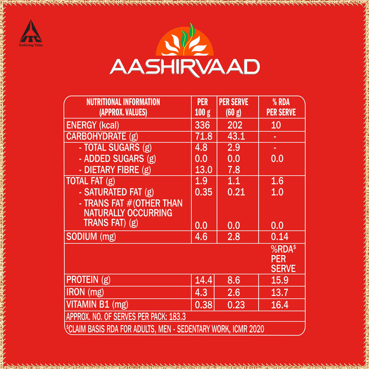 Aashirvaad Atta with Multigrains, 1kg pack | High Fibre & High Protein Multigrain Atta | 6 Natural Grains