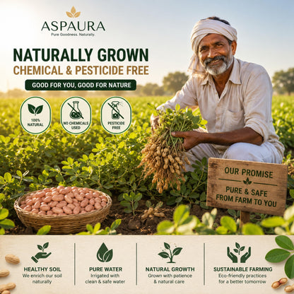 ASPAURA Premium Raw Peanuts 1 KG (Groundnut Kernels) | Whole, Sortex Sorted & Hygienically Packed | Rich in Protein & Dietary Fibre | Ideal for Roasting, Boiling, Cooking & Homemade Peanut Butter