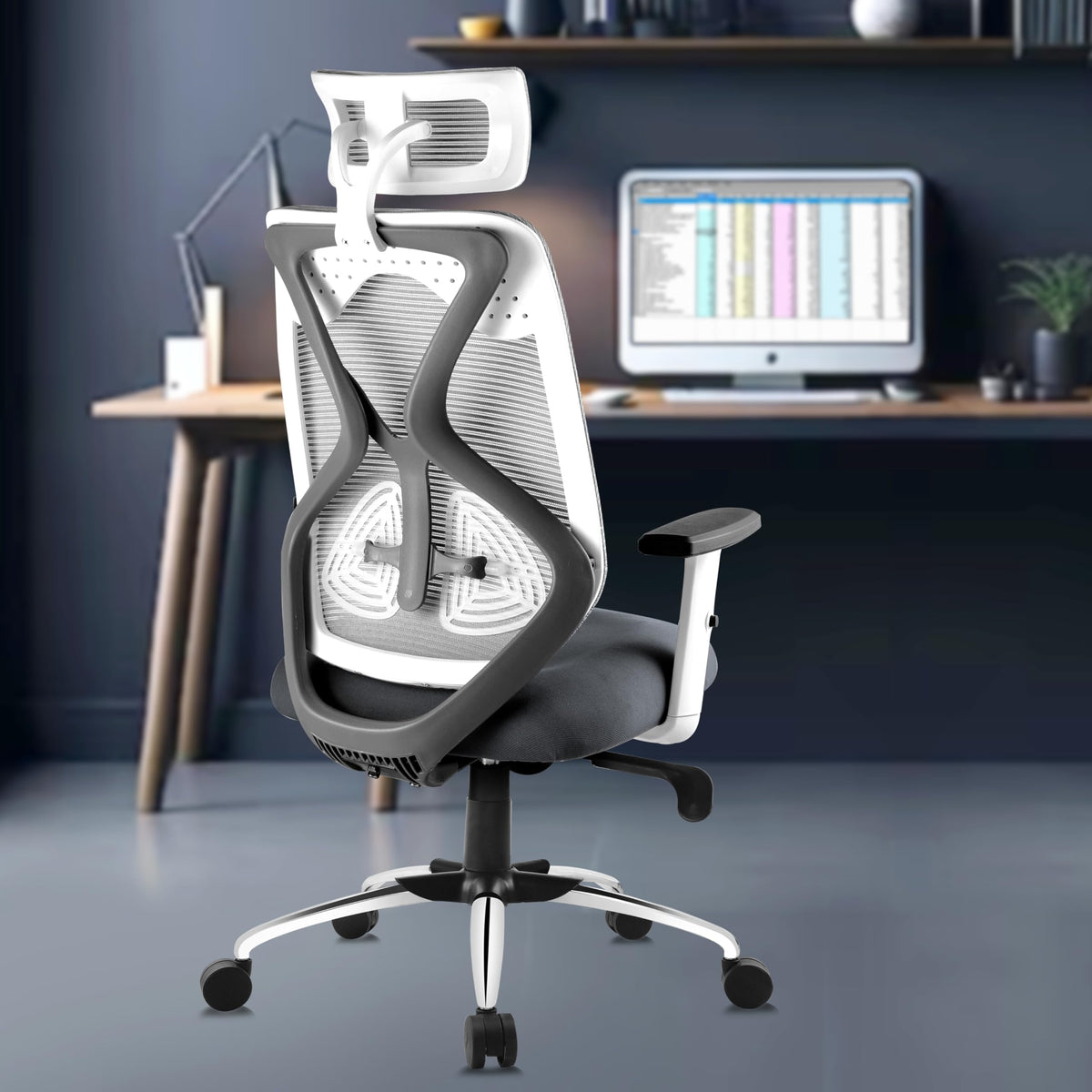 ASTRIDE Ergofit Ergonomic Office Chair for Home | 3-Years Warranty | 2D Headrest, Adjustable Arms & Lumbar Support | Tilt Lock Mechanism [Heavy Duty Nylon Base, Red-Black]