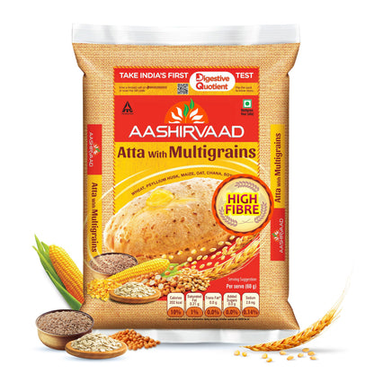 Aashirvaad Atta with Multigrains, 1kg pack | High Fibre & High Protein Multigrain Atta | 6 Natural Grains