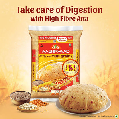 Aashirvaad Atta with Multigrains, 1kg pack | High Fibre & High Protein Multigrain Atta | 6 Natural Grains