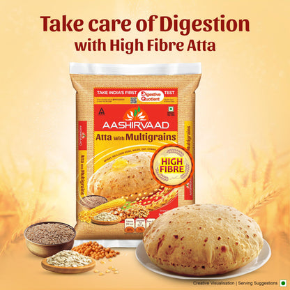 Aashirvaad Atta with Multigrains, 1kg pack | High Fibre & High Protein Multigrain Atta | 6 Natural Grains