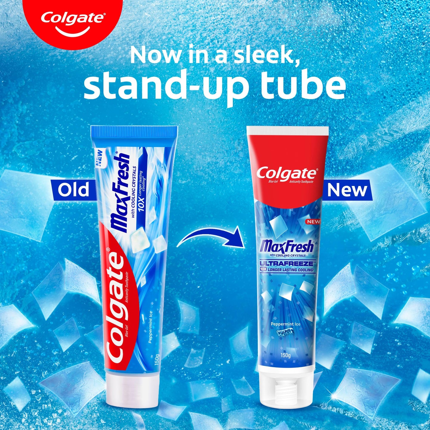 Colgate MaxFresh Breath Freshner Oral Care Toothpaste, 300g Saver Pack (150g x 2), Peppermint Ice, Blue Gel Paste with Menthol & Cooling crystals for bad breath control
