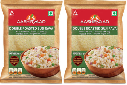 Aashirvaad Double Roasted Suji Rava, 1 kg - Less moisture, more quantity, less cooking time